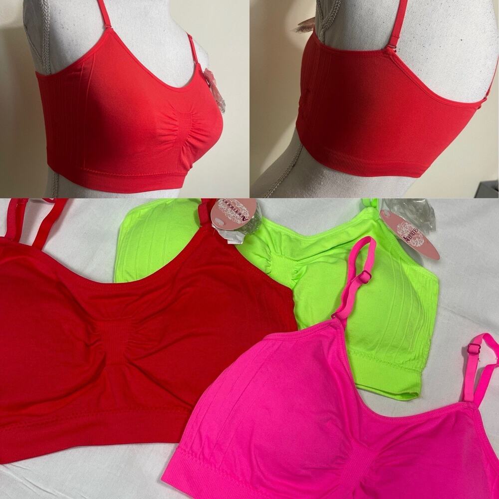 3Pack Anemone Padded Sports Bra Loungewear, One Size Small-Large Removable Strap
